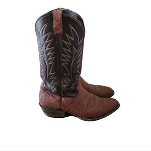 Vintage Diamond J Justin Brown Leather Cowboy Boots 10